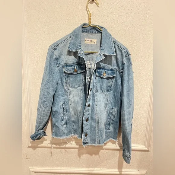 Pistola Denim Jacket with White Baby don’t cry wording - Picture 2 of 5